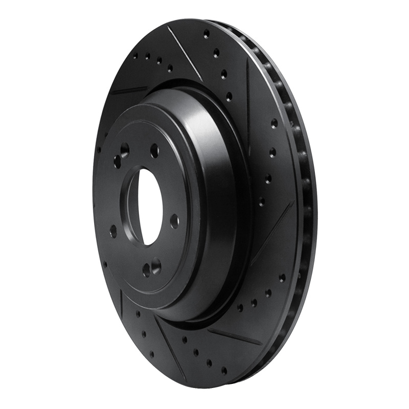 Genesis G90 Brake Rotor (1) - Rear Right - R1 Concepts - Drilled & Slotted - Black - `17-`19